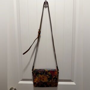 Patricia Nash Floral Tan Crossbody Bag with Multicolor Print